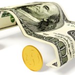 car shaped $100 with coin wheels on white background