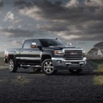Black 2019 GMC Sierra 2500hd in front of satellite receivers