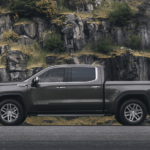 Gray 2019 GMC Sierra 1500 in front of cliff