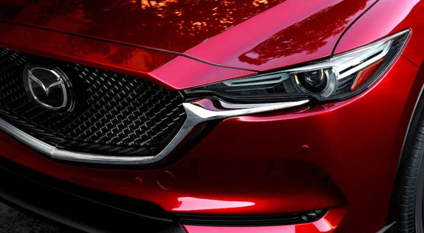 Closeup of red 2019 Mazda CX5 grille