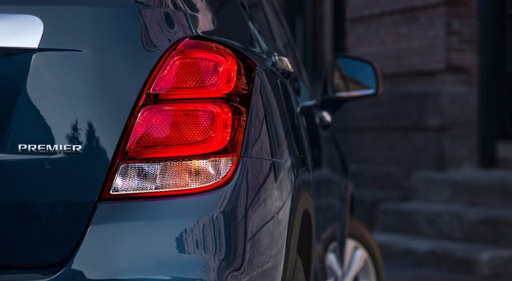 A closeup of the taillight of a 2019 Chevy Trax