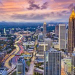 The Atlanta skyline at dusk