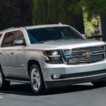 A silver 2019 Chevy Tahoe drives away victorious in the 2019 Chevy Tahoe vs 2019 Dodge Durango