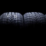 Tires at a local tire shop on a black background