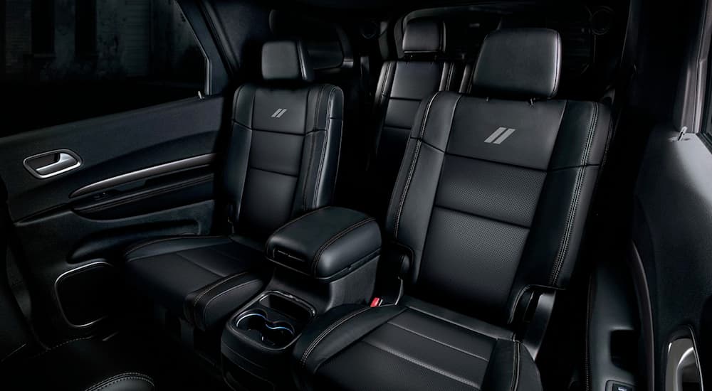 The black interior of the 2020 Dodge Durango is shown.