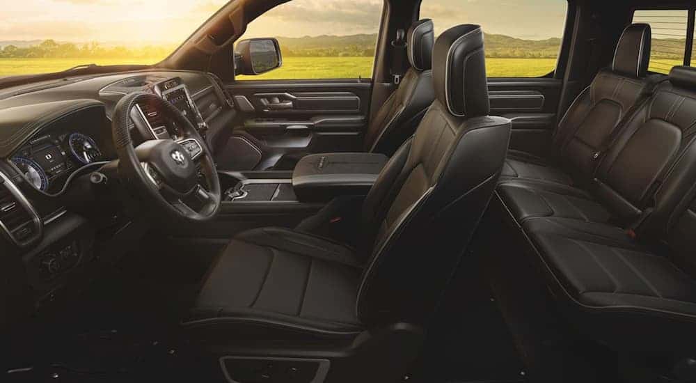 The black interior of the 2020 Ram 1500 is shown.