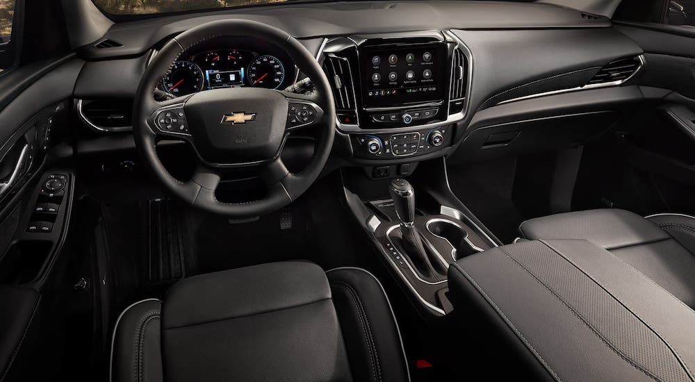 The high tech interior if a 2020 Chevy Traverse is shown after winning the 2020 Chevy Traverse vs 2020 Toyota Highlander comparison.