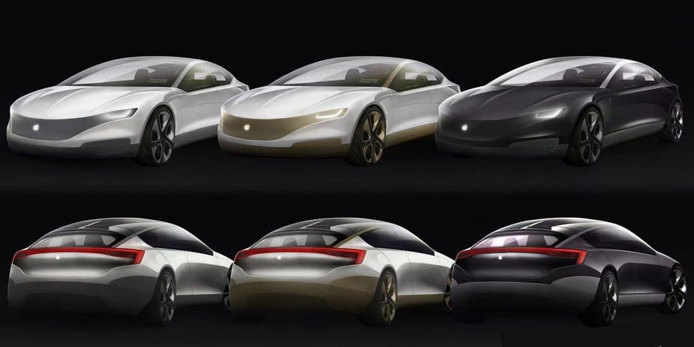 Two rows of potential Apple Car designs are shown.