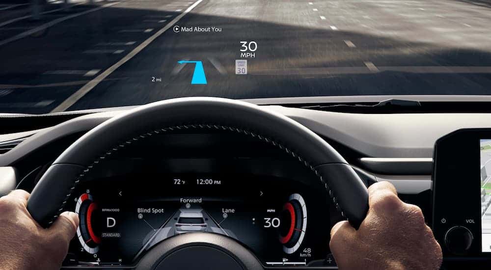 The Head Up display is shown in a 2022 Nissan Pathfinder.