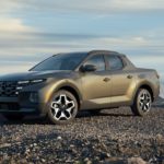 A 2022 Hyundai Santa Cruz is parked on a mountain.