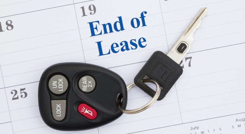 A car key is shown on a calendar marked End of Lease.