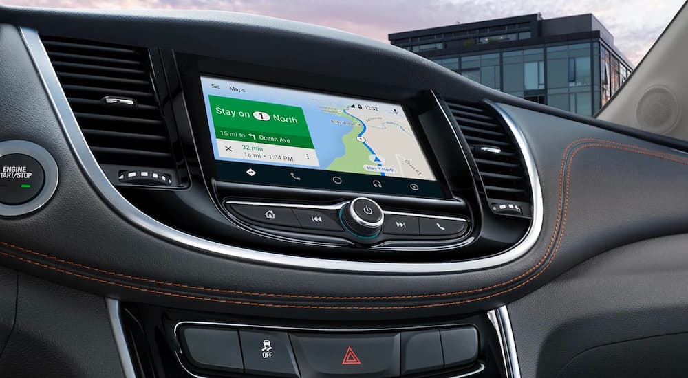The infotainment system in a 2022 Chevy Trax is shown on a navigation screen.