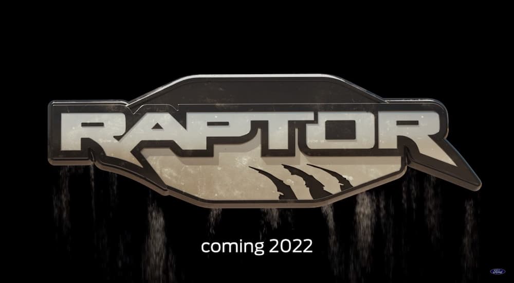A 2022 Ford Bronco Raptor logo teaser is shown.