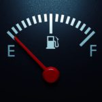 A vehicle's gas gauge is shown.