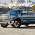 A blue 2020 Toyota Tundra is shown after leaving a certified pre-owned Toyota dealer.