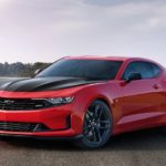 A red 2020 Chevy Camaro is shown from the front at an angle after leaving a used Chevy Dealer Nazareth.