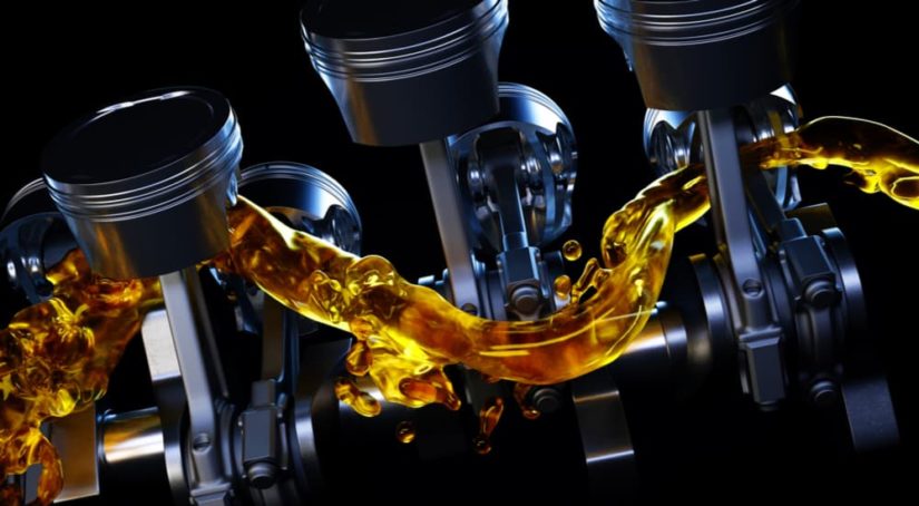 Golden oil is shown moving throughout a vehicle's engine.