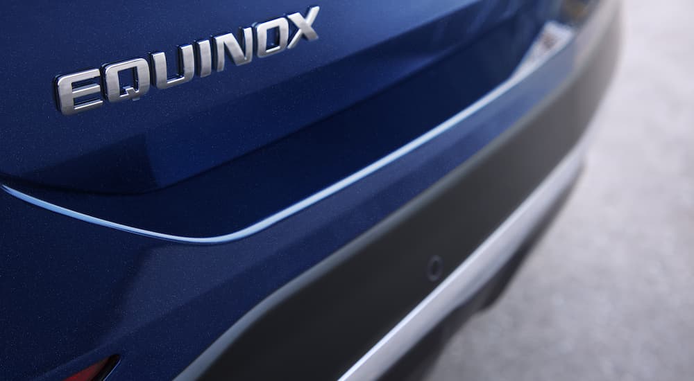 A close up of the rear bumper of a 2022 Chevy Equinox LS is shown.