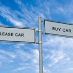 Two signs that say 'lease car' and 'buy car' are shown.