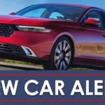 A red 2023 Honda Accord is shown from a front angle.