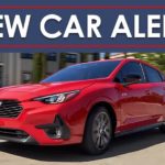 A red 2024 Subaru Impreza RS is shown below a new car alert banner.