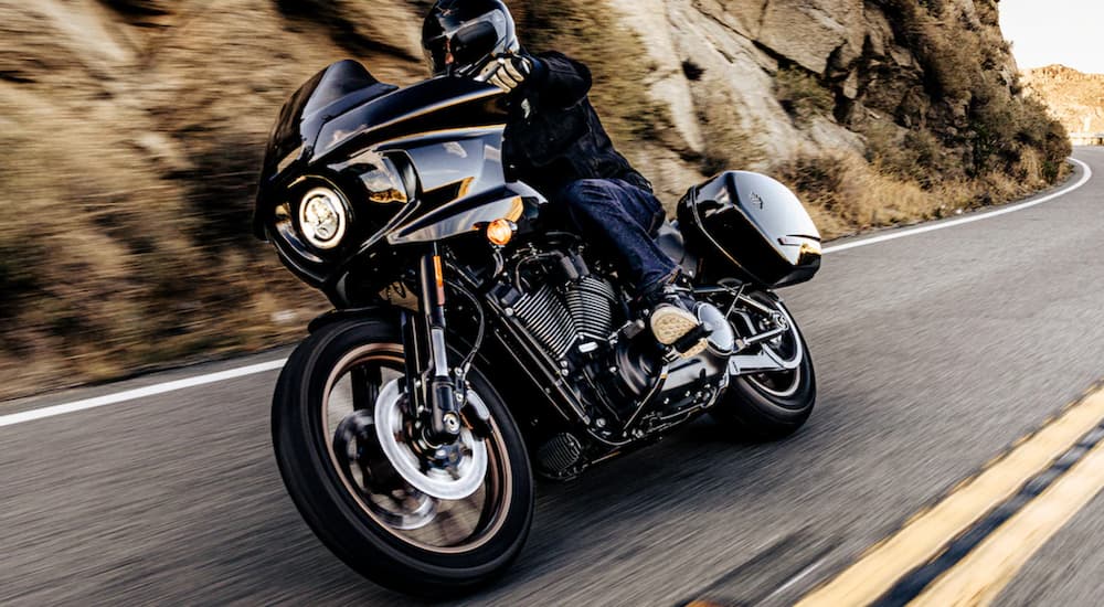 A black 2022 Harley-Davidson Low Rider ST is shown after leaving a Harley-Davidson dealer.