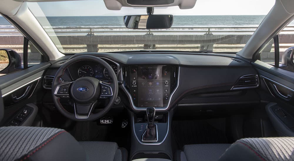 The interior of a 2023 Subaru Legacy sport is shown from above the center console.