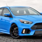 A blue 2016 Ford Focus RS is shown from the front at an angle.