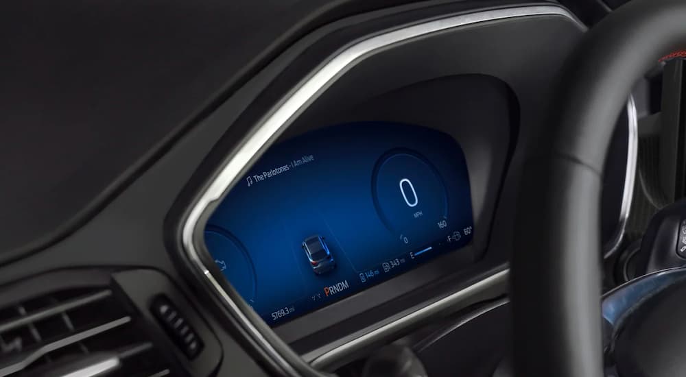 A close up shows the display gauge in a 2023 Ford Escape.