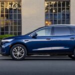 A blue 2023 Buick Enclave is shown parked on a street.