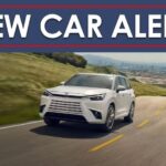 A white 2024 Lexus TX is shown under a new car alert banner.
