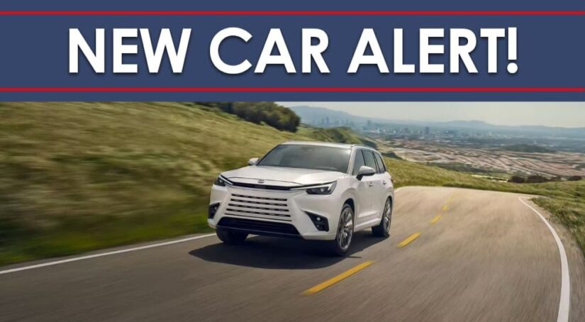 A white 2024 Lexus TX is shown under a new car alert banner.