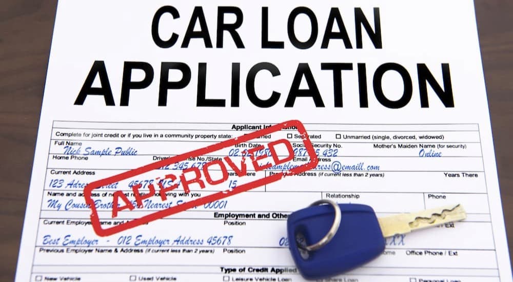 An approved car loan application is shown.