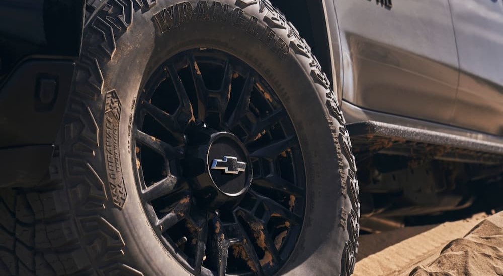 A 35 inch tire of a 2024 Chevy Silverado 2500 HD ZR2 Bison is shown.