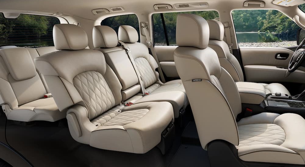 The white interior of a 2023 Nissan Armada is shown.