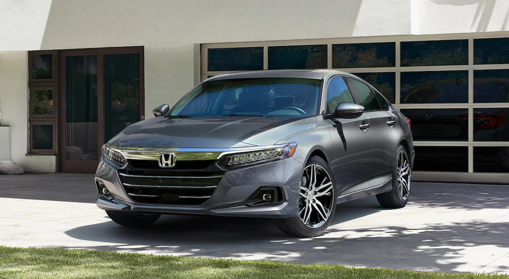 A gray 2021 Honda Accord is shown parked on a driveway.