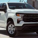 A white 2024 Chevy Silverado 1500 WT is shown parked after participating in a 2024 Chevy Silverado 1500 vs 2024 Toyota Tundra comparison.
