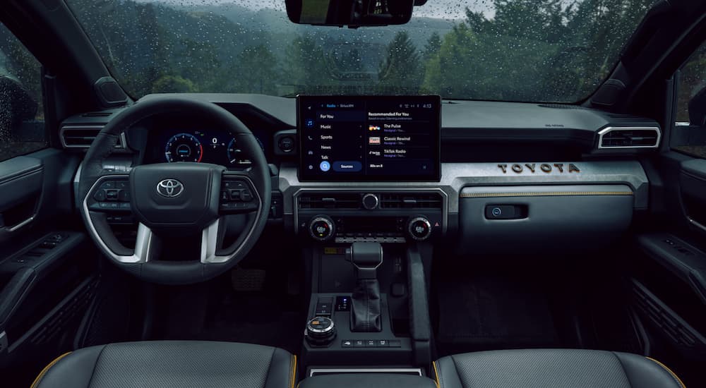The refreshed interior and large infotainment screen in a 2025 Toyota 4Runner.