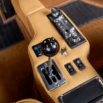 A floor shifter is shown in a vehicle.