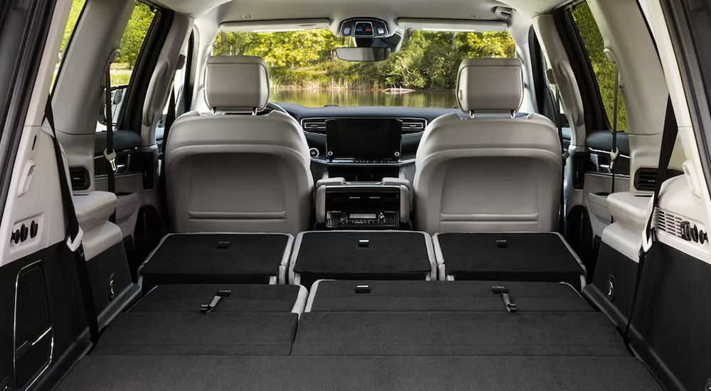 A 2024 Jeep Wagoneer with the rear seats folded down.