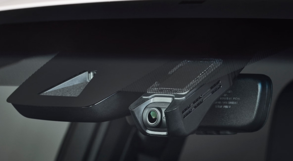 Close-up of the integrated dashcam in a 2024 Toyota Venza.