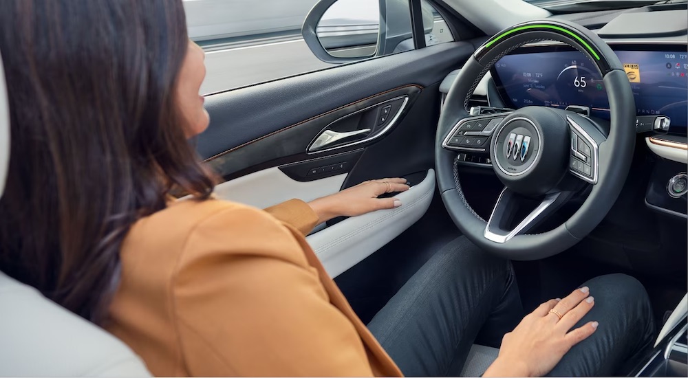 The black interior of a 2024 Buick Envision is shown.