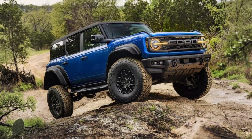 Blue 2025 Ford Bronco Raptor off-road