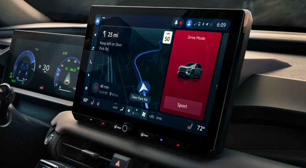 Close-up of an infotainment screen in a 2026 Toyota RAV4 hybrid.