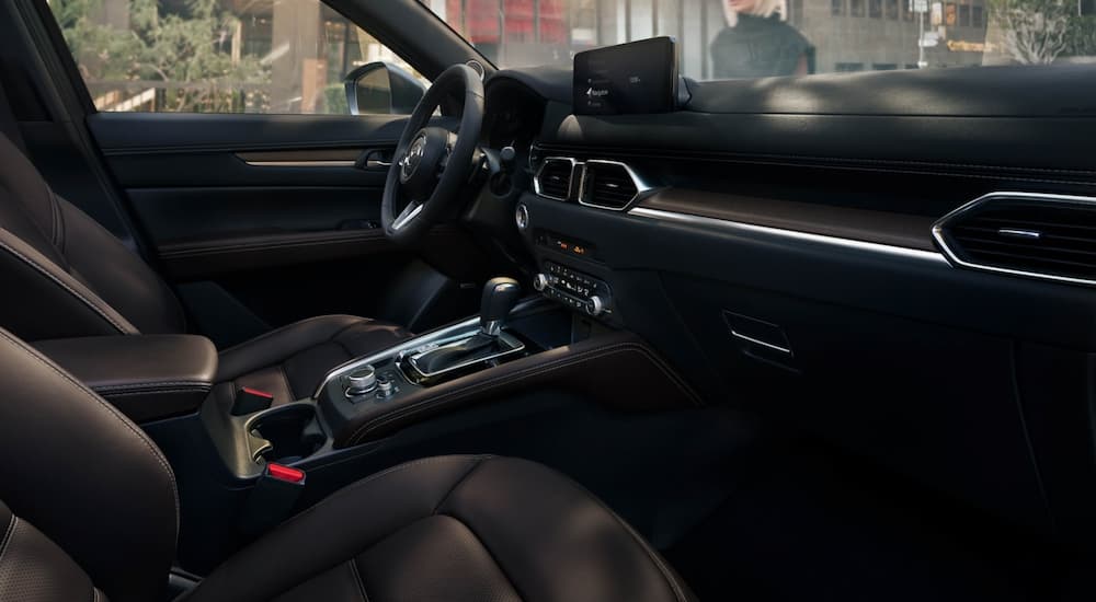 Black leather interior of a 2025 Mazda CX-5 for sale