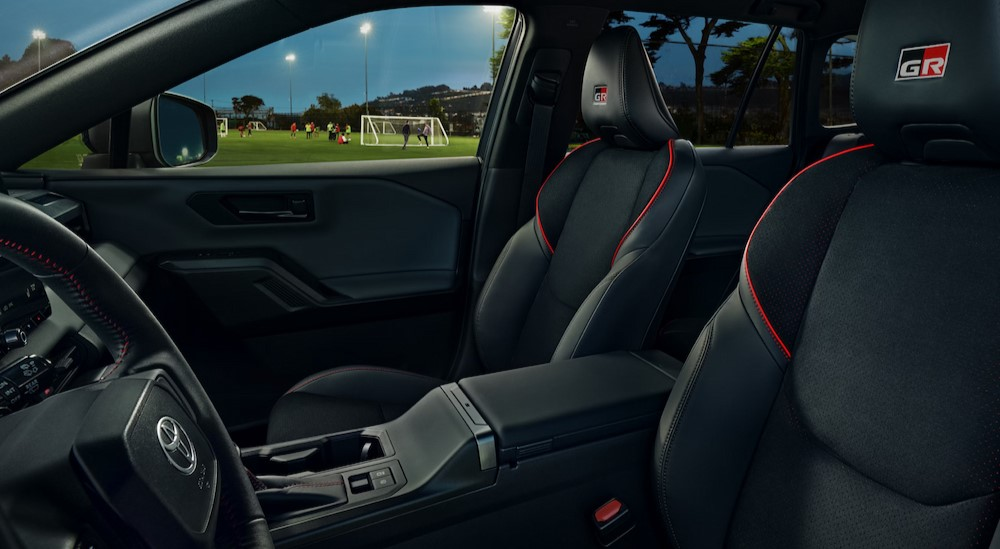 The black interior in a 2026 Toyota RAV4 GR Sport.