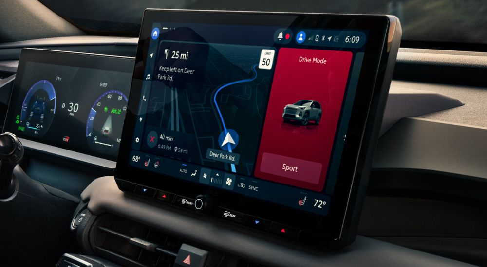 Close-up of the infotainment screen in a 2026 Toyota RAV4.