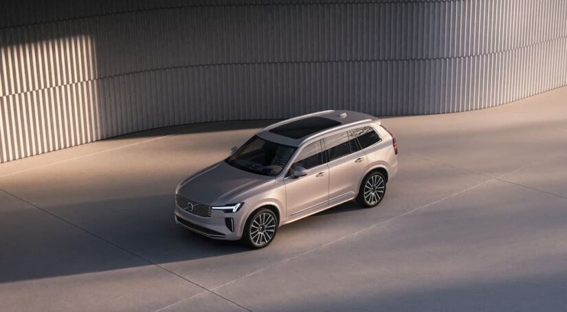 A silver 2025 Volvo XC90 parked on concrete