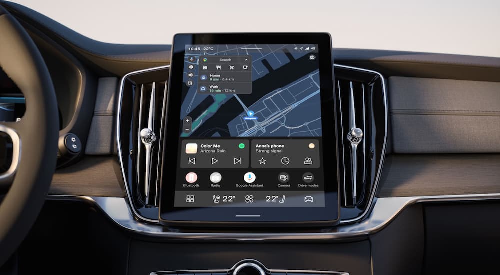 Infotainment display showing GPS navigation on a 2025 Volvo XC90