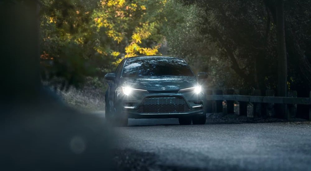 A gray 2023 Toyota Corolla XSE off-roading